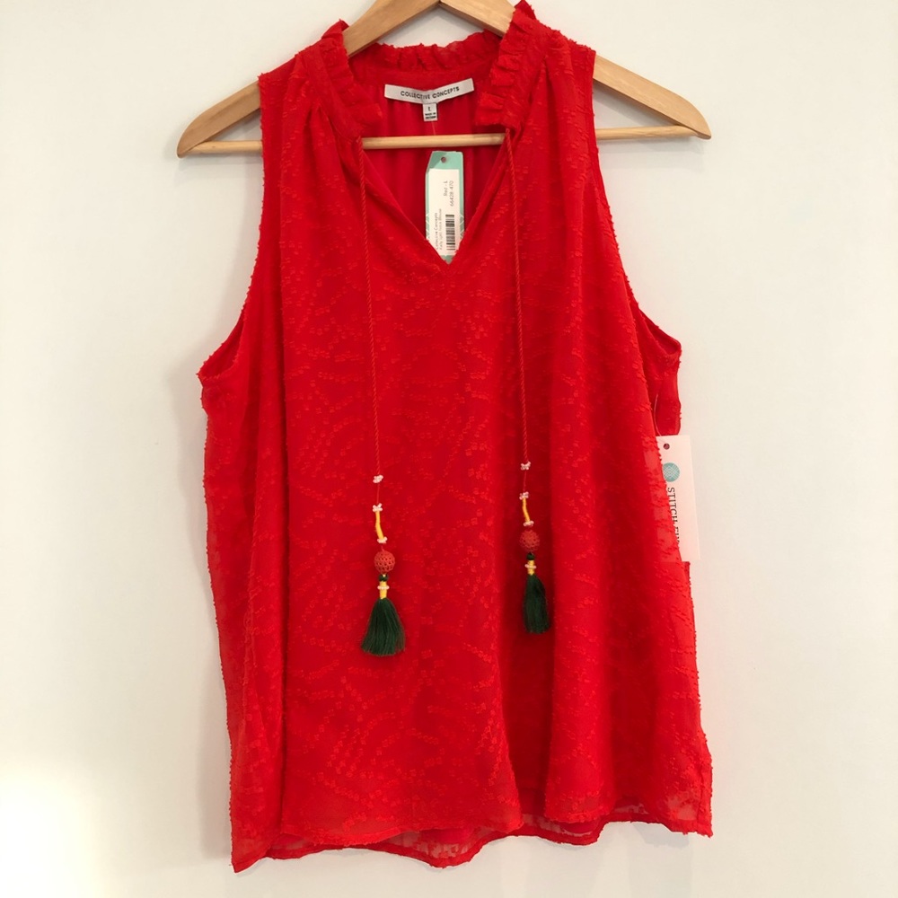 NWT Collective Concepts Split Neck Blouse